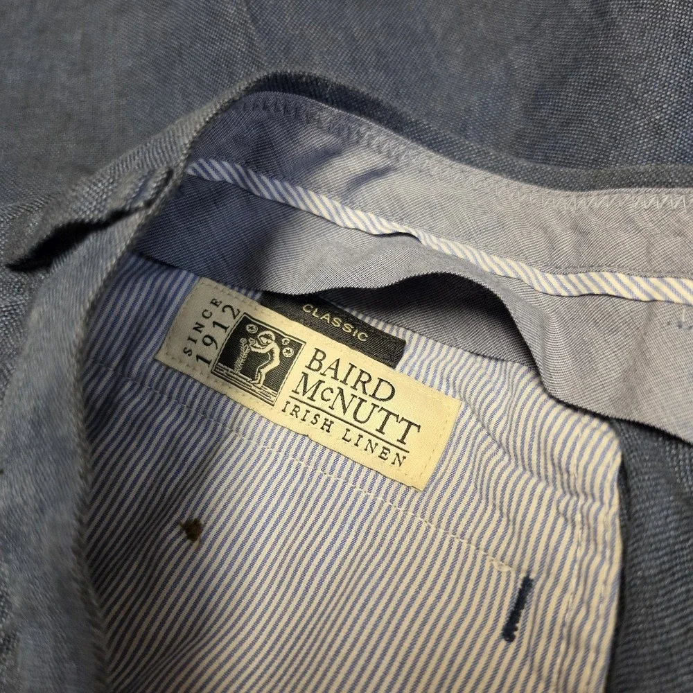 J.Crew Bowery Baird McNutt Irish Linen Pants Mens 34x30 Blue Straight C0633